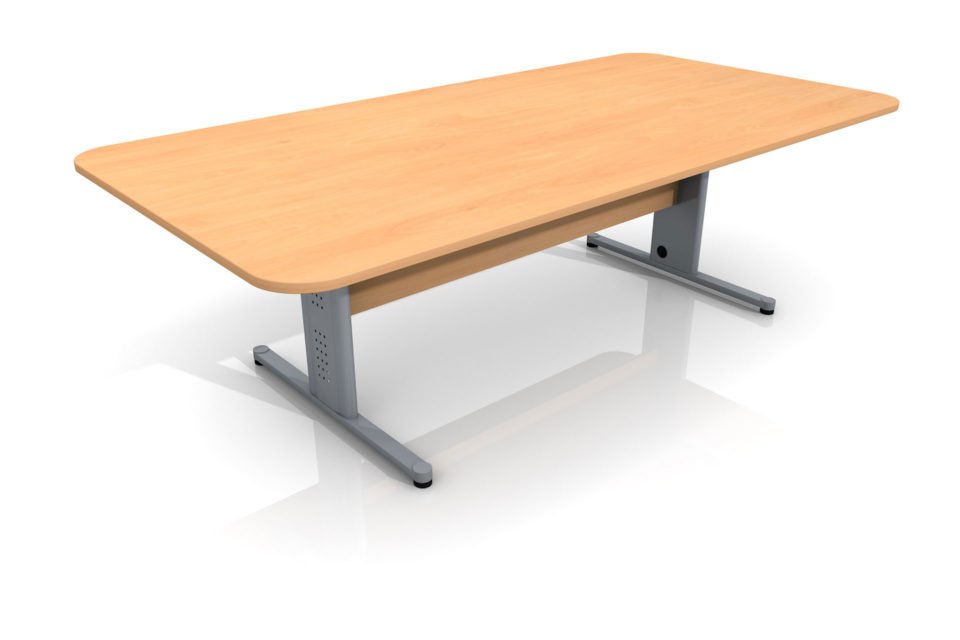 Site Office Conference Table – Seats 6-8, Silver Frame, 2400mm