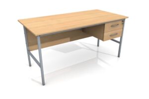 Site Office Single Pedestal Desk – 1500mm, Lockable Drawers