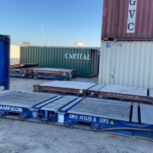 20 ft Flat Rack Container – Collapsible Ends, Lashing Rings, CSC Plated