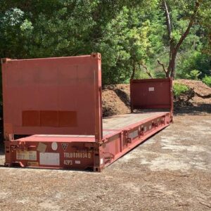 40 ft Flat Rack Container – Collapsible Ends, Lashing Rings, CSC Plated