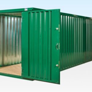 8m End Linked Flat Pack Container Bundle – Powder Coated Green, 7.56m Internal Length