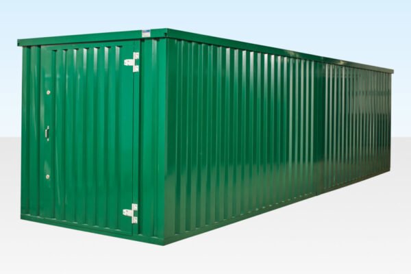 8m End Linked Flat Pack Container Bundle – Powder Coated Green, 7.56m Internal Length - Image 2