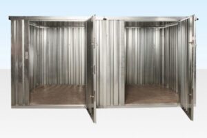 3m Side Linked Flat Pack Container Bundle – Galvanised, 11.3m² Area, 2 Units + Linking Kit