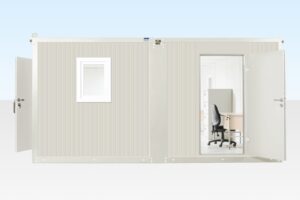 6.5m x 4.6m Side Linked Flat Pack Office – Two Cabins with Linking Kit