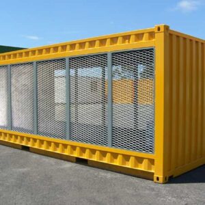 20 ft Gas Cylinder Storage Container – Open Air, Non-Spark Mesh Panels, Bunded Floor