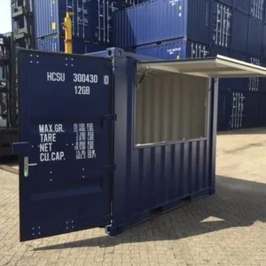 10 ft Bar Container – Corten Steel with Steel Awning, Lockbox, and Forklift Pockets